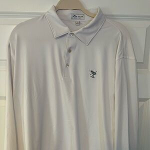 Peter Millar Men's White Long Sleeve Polo Shirt